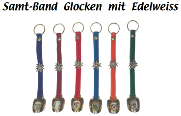Glocke Samt-Band m. Edelweiss 11x2,5cm